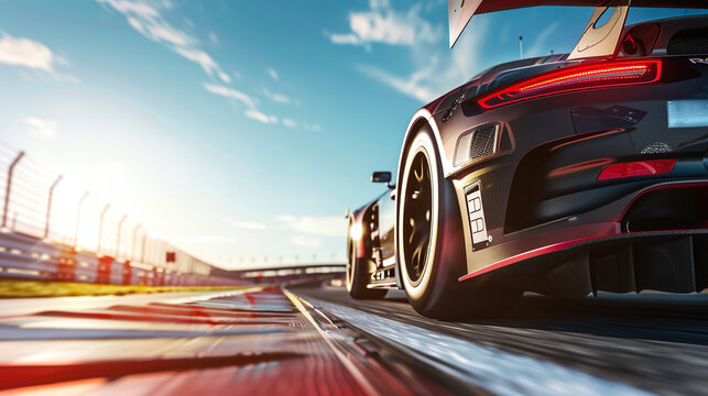 Racing sports car driving on race track