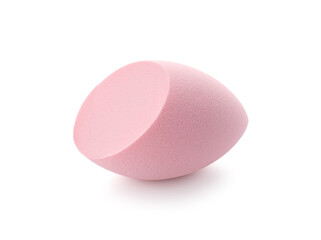 One pink makeup sponge isolated on white