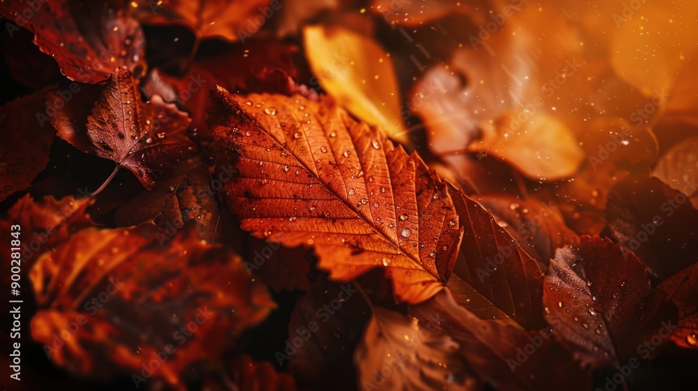 Poster a detailed view of a group of leaves, highlighting their texture and shape