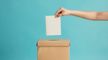 ballot box casting vote election on a blank background