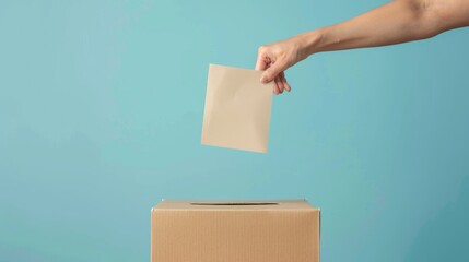 ballot box casting vote election on a blank background