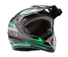 Modern motorcycle helmet with visor isolated on white