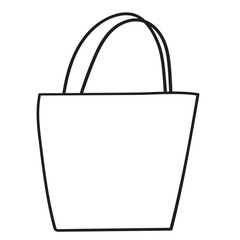 Shopper bag. Outline icon. Vector hand drawn illustration on white background.