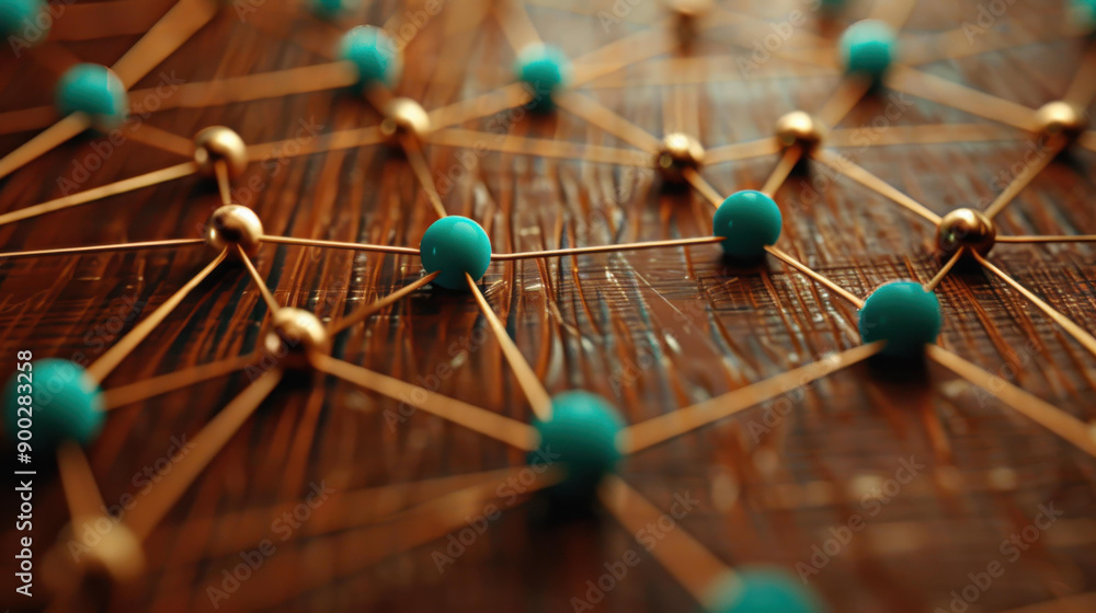 Poster abstract image of a small network in the data stream connecting people. networking, social media, an