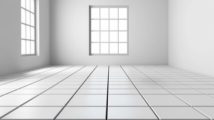 Explore a realistic 3D illustration showcasing an interior corner room, featuring a detailed perspective grid against a white background.