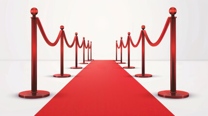 Step onto a chic red carpet against a crisp white backdrop, where luxury meets elegance at a VIP event entrance.