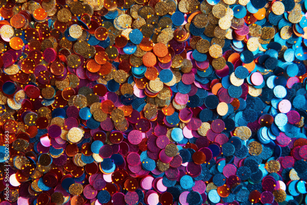 Wall mural vibrant colorful background with sparkling sequins in various colors. festive texture