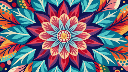 Colorful floral vector seamless pattern with leaves for spring decoration