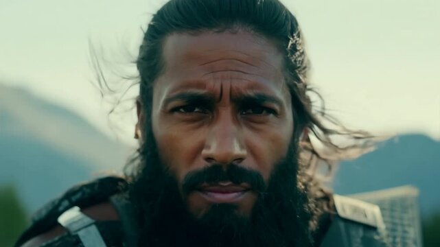 warrior, showing different angles of his stance and the tears on his face.