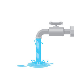 water flows from the tap onto the floor vector illustration concept design