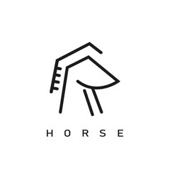 R letter horse line  icon logo vector concept design template
