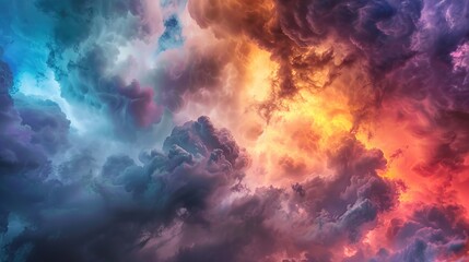  Vibrant and Colorful Stormy Sky with a Beam of Sunlight Breaking Through the Clouds