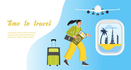 Tourism Travel Tourist Airplane Dubai Girl UAE