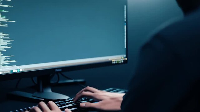 Man Working Late Night on Computer