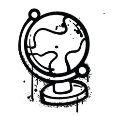 Graffiti Spray Painted Globe with Drips