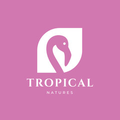 pink flamingo logo design graphic vector