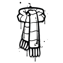 Graffiti spray winter scarf isolated on white background