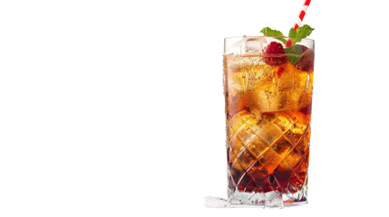 Refreshing Summer Beverage With Fresh Fruits and Ice in a Stylish Glass