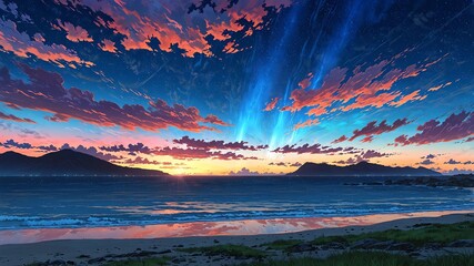 aurora australis in southern hemisphere anime