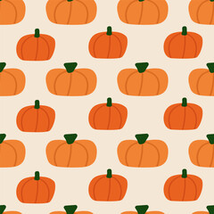 Autumn seamless pattern. Pumpkins. Vector illustration. Hand drawn design.