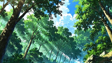 Fototapeta premium forest canopy anime