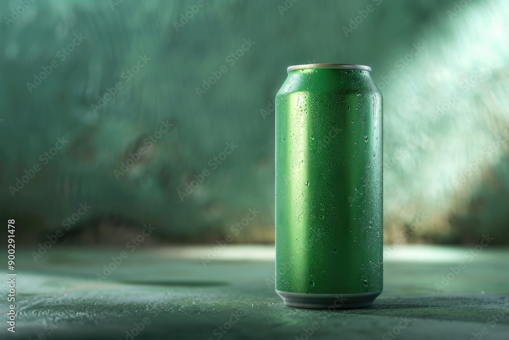 Sticker A can of soda sitting on a table with a rustic or vintage tone