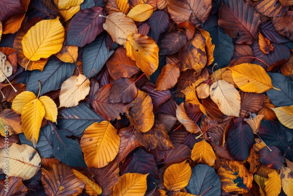 Poster Autumn foliage scattered on the ground, perfect for fall themed designs