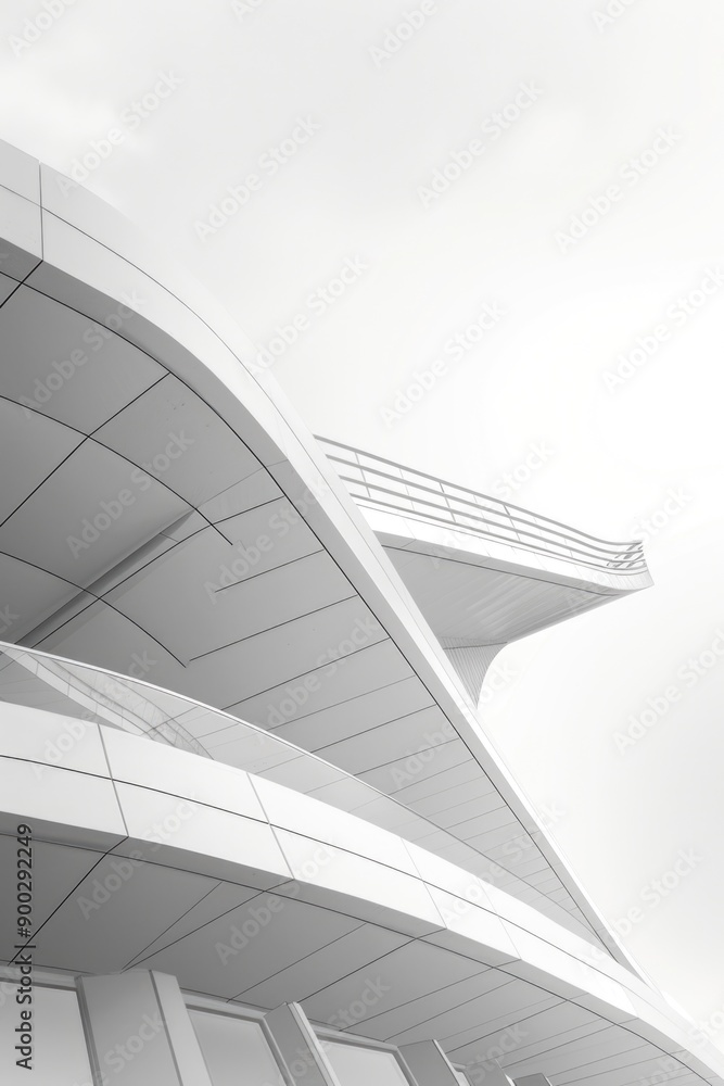 Poster A white building with a clock on top, suitable for use in illustrations or designs related to time or architecture