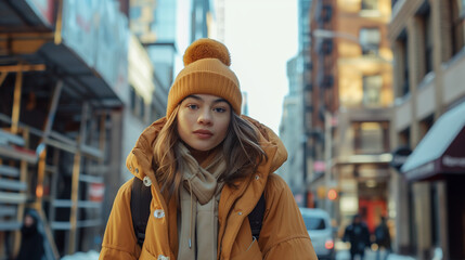 fashion photography, winter street style fashion, gen-z candid photograph