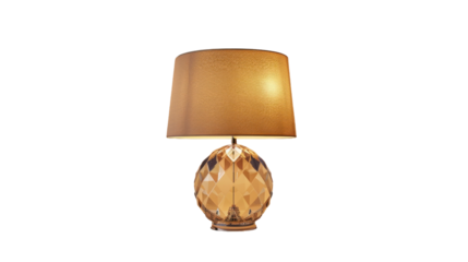 Elegant Crystal Table Lamp Illuminating Cozy Living Room During Soft Evening Ambience