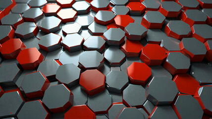  Loving the modern background illustration with grey and red hexagons - such a unique design! #red #hexagon #grey #modern #illustration