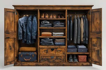 Fototapeta premium a closet with clothes and shoes.