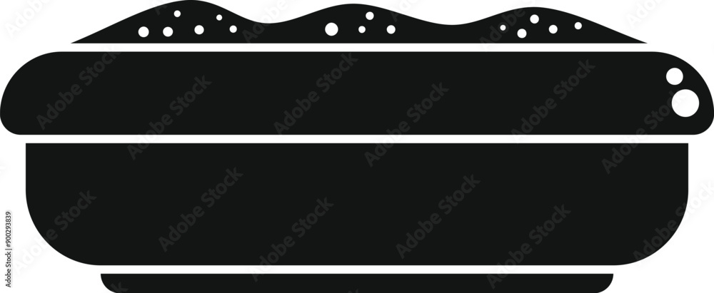 Poster full cat litter box with poop icon in simple style isolated on white background
