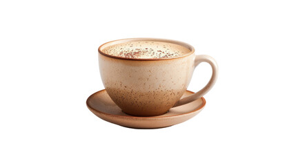 Warm Ceramic Mug Filled With Aromatic Coffee and Sprinkled Cinnamon on a Wooden Table During a Cozy Morning