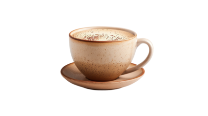 Warm Ceramic Mug Filled With Aromatic Coffee and Sprinkled Cinnamon on a Wooden Table During a Cozy Morning