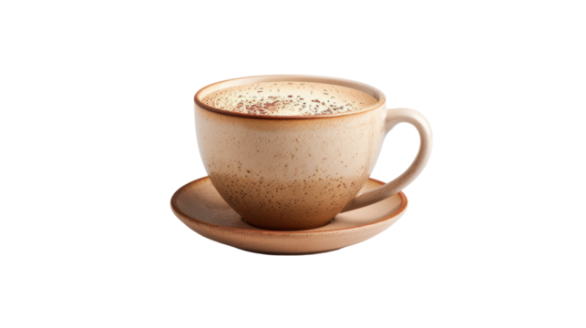 Warm Ceramic Mug Filled With Aromatic Coffee and Sprinkled Cinnamon on a Wooden Table During a Cozy Morning