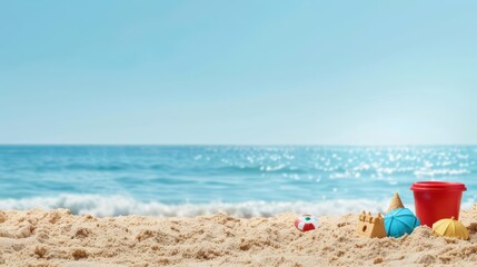 A vibrant beach scene with sunshine filtering through
