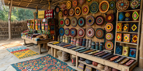 Fototapeta premium Exhibiting artwork and traditional crafts from Odisha