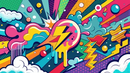 Gardinen Pop Art pop art background on the wall abstract vector colorfull pattern wallpaper art Abstract Hand Drawing Spray Paint Camouflage Brush  © Damini