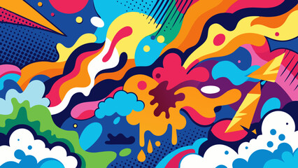 pop art background on the wall abstract vector colorfull pattern wallpaper art Abstract Hand Drawing Spray Paint Camouflage Brush