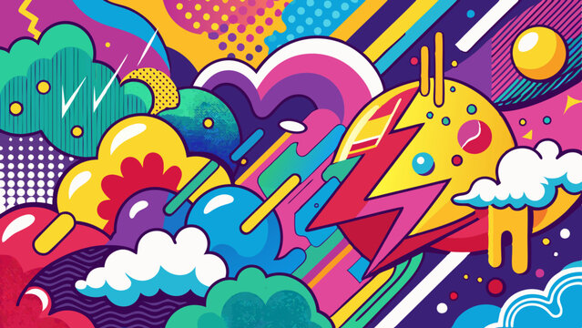 Fototapeta pop art background on the wall abstract vector colorfull pattern wallpaper art Abstract Hand Drawing Spray Paint Camouflage Brush