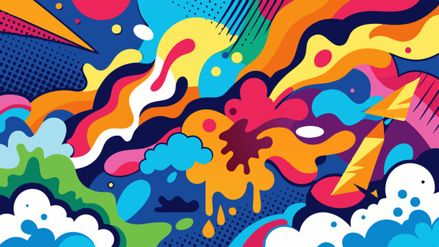 Fototapeta pop art background on the wall abstract vector colorfull pattern wallpaper art Abstract Hand Drawing Spray Paint Camouflage Brush