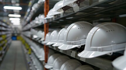 White Safety Helmet for Engineers in Industrial Setting