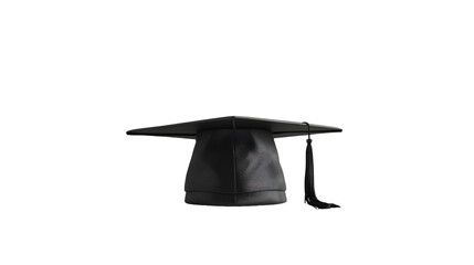 Elegant Black Graduation Cap Displayed on a Clean White Background for Celebratory Moments in Academic Achievements