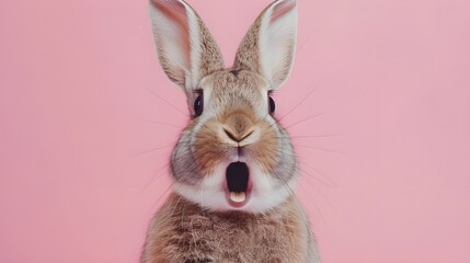 Fototapeta premium Cute Bunny with Pink Background