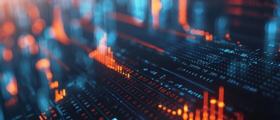 Obraz premium Profit Multi exposure of abstract virtual financial graph hologram concept on a futuristic cityscape and sunlight filtering through the towering structures illustrates the forwardl