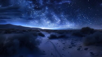 Naklejka premium Starry desert wallpaper