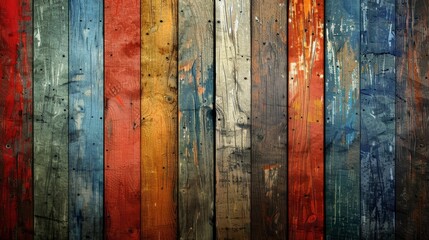 Old, grungy, colorful wood background - generative ai