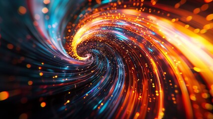Futuristic abstract background with glowing light trails and vibrant energetic wave patterns
