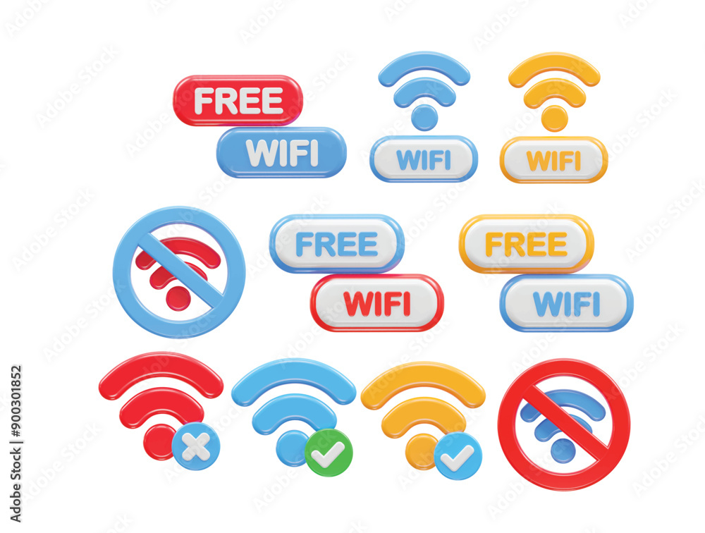 Poster wi-fi icon 3d rendering vector illustration element wifi 3d render icons